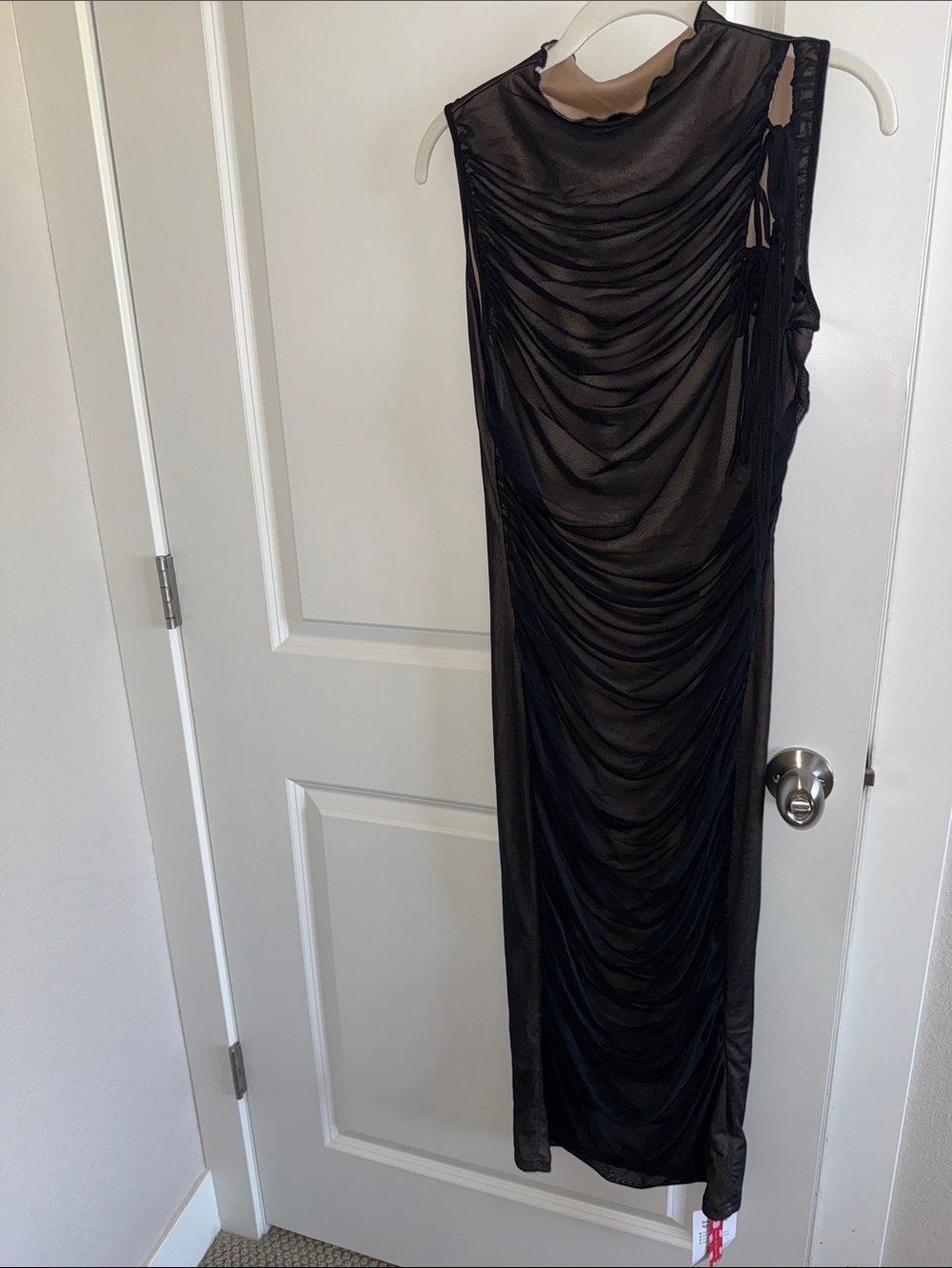 Cider Black Sheer Ruched Maxi Dress